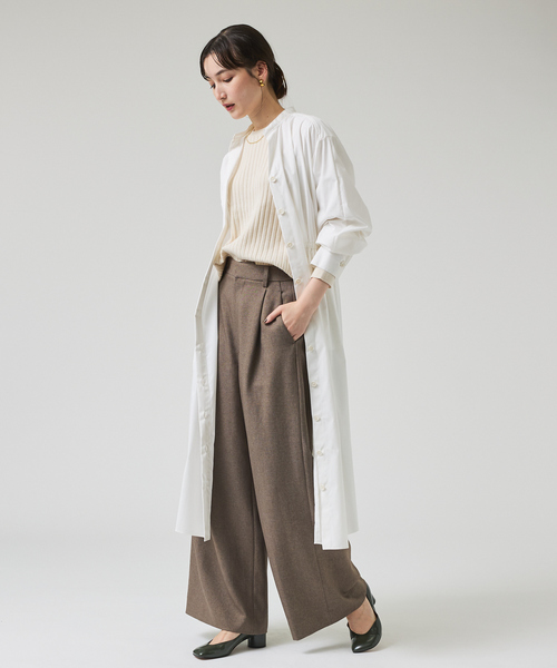 qualite（カリテ） ワンピース ウエストギャザーシャツワンピース