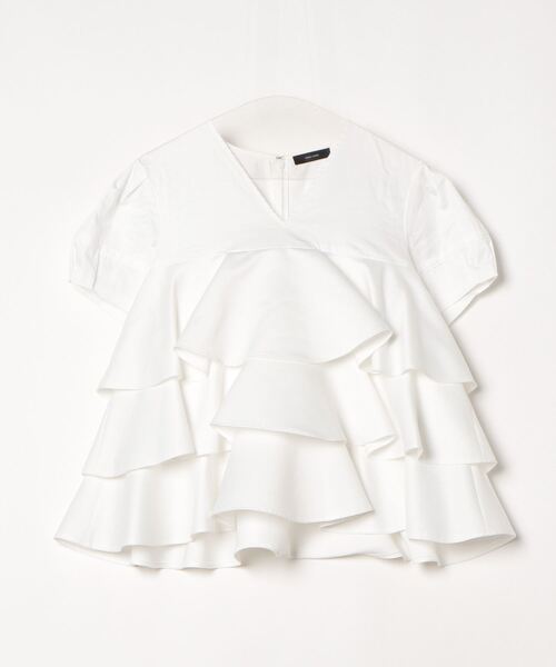 YOKOCHAN 美品 パフスリーブ ラッフル レイヤー ブラウス フリル