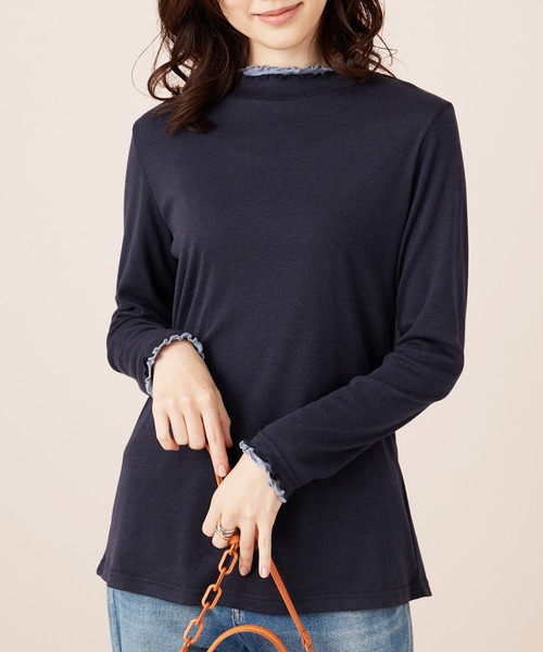BELLUNA PLUS（ベルーナプラス） tシャツ 重ね着風フリル衿プル