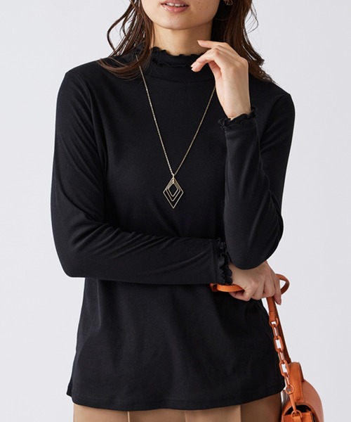 BELLUNA PLUS（ベルーナプラス） tシャツ 重ね着風フリル衿プル