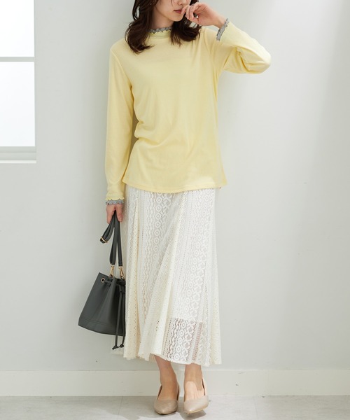 BELLUNA PLUS（ベルーナプラス） tシャツ 重ね着風フリル衿プル