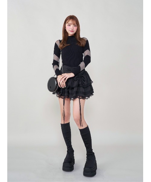 ダーリッチトップス Darich ニット セーター シースルーラップデザインニット