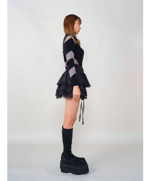 ダーリッチトップス Darich ニット セーター シースルーラップデザインニット