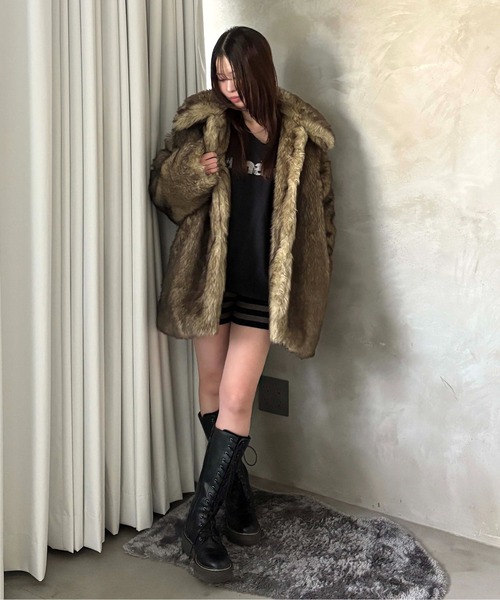 sedacle girl ボリュームフェイクファーコート　ブラウン sedacle girl ボリュームフェイクファーコート ブラウン ボリューム