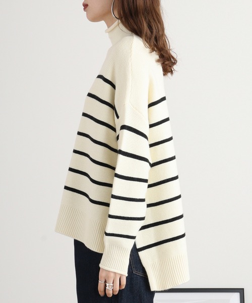 ニット セーター A.N.L ガーター編みボーダーニット レディース ニット セーター A.N.L ガーター編みボーダーニット レディース