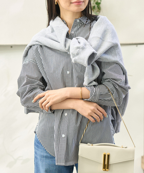 ブラウス シャツ ストライプタックフォルムシャツ レディース