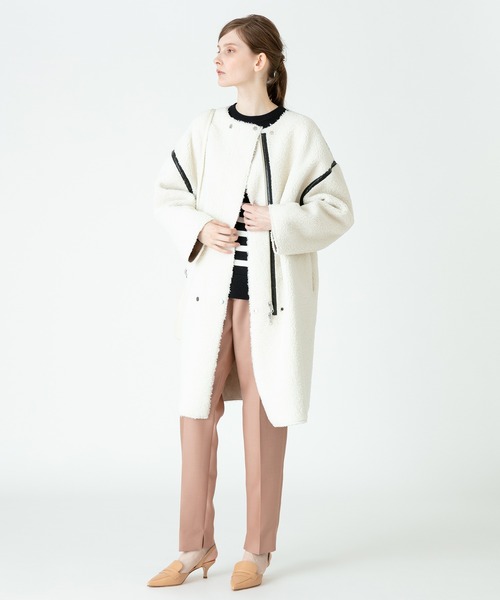 「allureville」 ノーカラーコート 1 ブラウン レディース_画像2