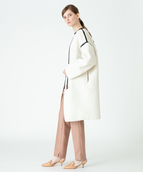 「allureville」 ノーカラーコート 1 ブラウン レディース_画像6