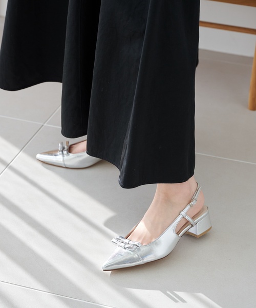 LE TALON パンプス 3.5cmWリボンスリングバック : ZOZOTOWN