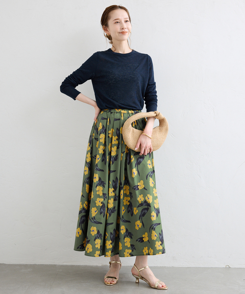 SLOBE IENA スカート フラワープリントタフタスカート