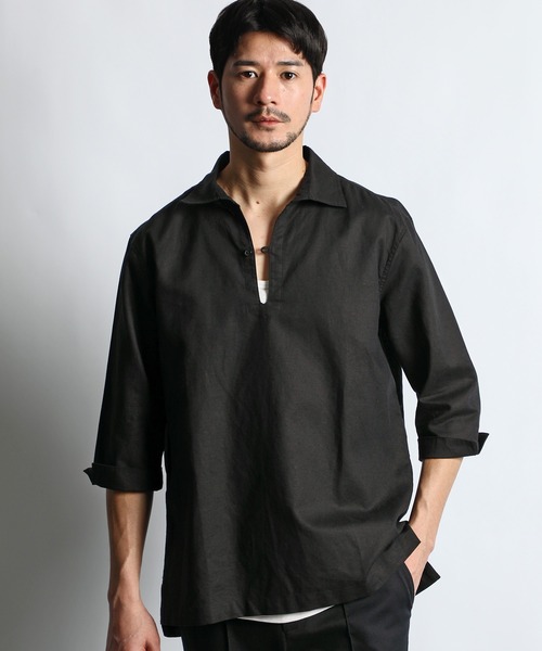 LANVINネイビー ハーフジップシャツ40 LANVINネイビー ハーフジップシャツ40 LANVINネイビー ハーフ