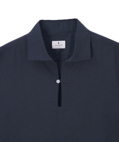 LANVIN en Bleu シャツ コットン/リネン素材 7分袖 スキッパー