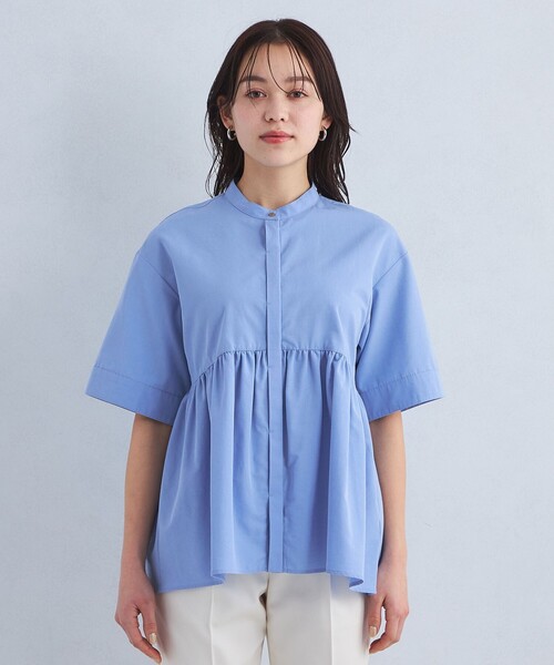 マルチサイズ ブラウス シャツ フリルショートスリーブブラウス レディース NOLLEY'S ブラウス シャツ 衿フリルショートスリーブシャツ