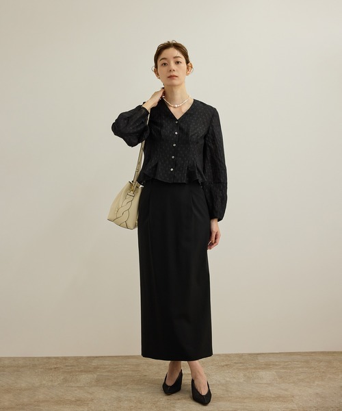ブラウス シャツ 「洗える」パフスリーブシアーペプラムブラウス レディース ROPE' ブラウス シャツ 「洗える」パフスリーブシアーペプラム