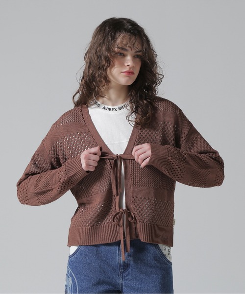 AVIREX カーディガン 「直営店限定」MACRAME RIBBON KNIT