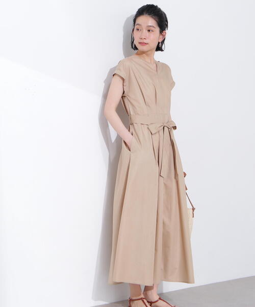 【韓国ブランド】ウエストリボンミディワンピースN145 N.Natural Beauty Basic ワンピース 「PS/低身長サイズ」タック
