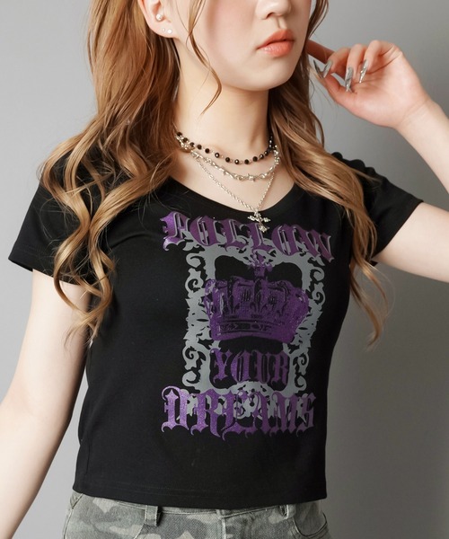SPINNS tシャツ 平成ギャルTシャツ/クラウンラメ レディース