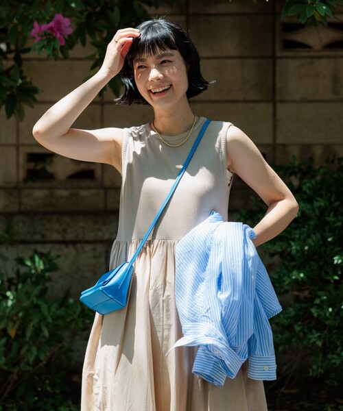 プリーツプリーズ　ワンピース　ノースリーブ　切替　ドッキング　フレア OPAQUE.CLIP｜プリーツ切替ノースリーブワンピース【洗濯機洗い