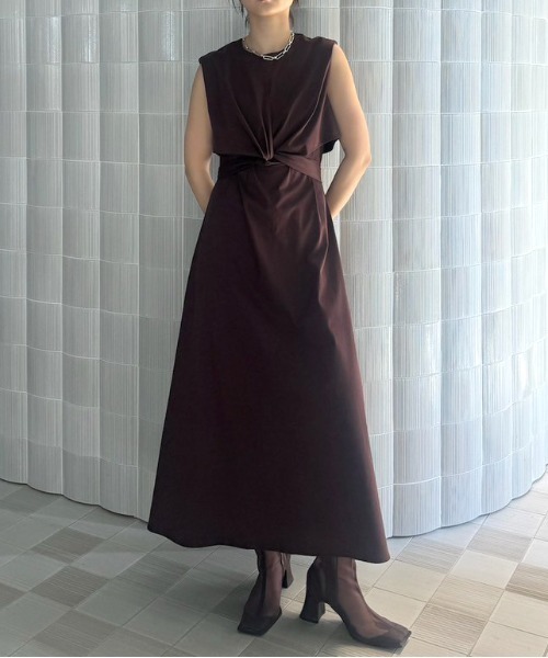 Ameri（アメリ） ワンピース MEDI WASHABLE WAIST ROLL DRESS
