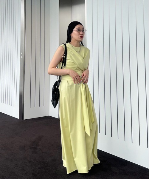 Ameri（アメリ） ワンピース MEDI WASHABLE WAIST ROLL DRESS