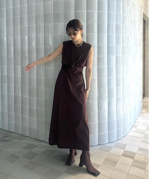 Ameri（アメリ） ワンピース MEDI WASHABLE WAIST ROLL DRESS