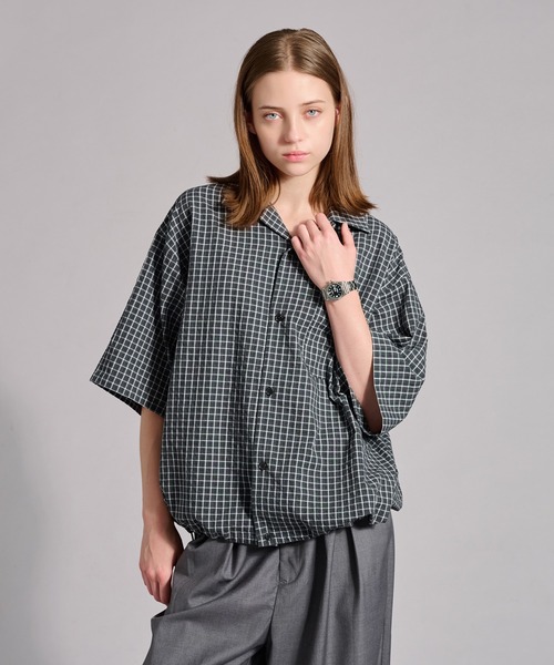 WETTEMPT シャツ OPEN COLLAR SEERSUCKER PLAID SHIRT