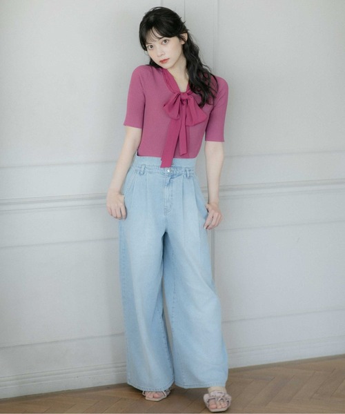 ニット セーター 「DECADE CLASSIC」ピュアウール ボウタイ リブニット レディース DECADE CLASSIC ニット セーター 「DECADE CLASSIC」ピュア
