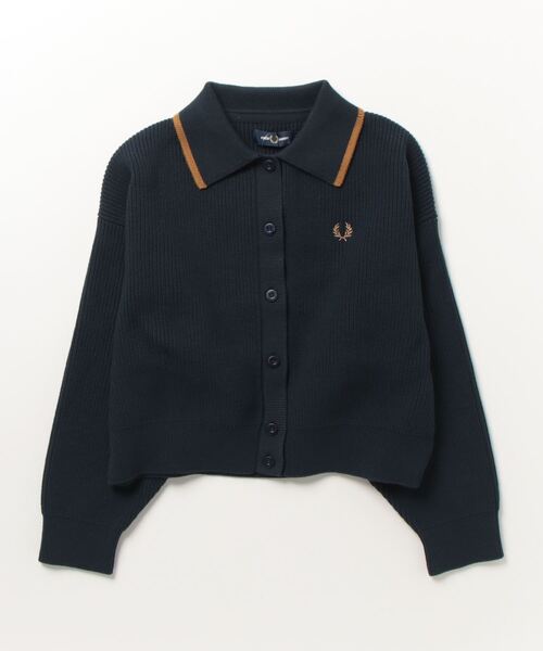「Ray BEAMS」 ニットカーディガン「FRED PERRYコラボ」 SMALL ネイビー レディース