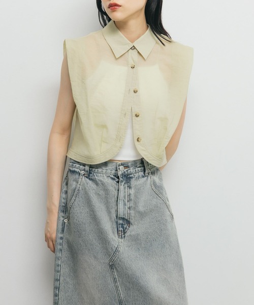 KBF ブラウス シャツ ショルダータックコンパクトシャツ