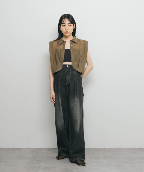 KBF ブラウス シャツ ショルダータックコンパクトシャツ