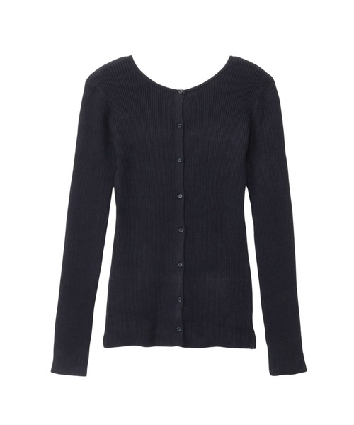 Eclat one カーディガン 「Eclat one」2WAY リブ編み クルーネック