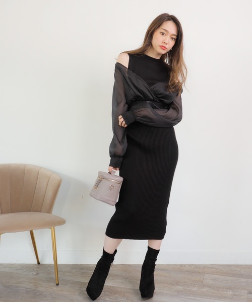 LIP SERVICE 長袖ニットワンピース S/M LIP SERVICE（リップサービス）｜ サイドレーススピンドルニット