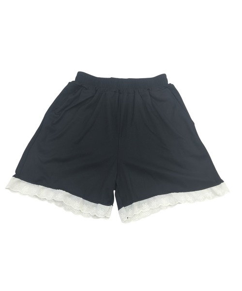 VIBGYOR ハーフパンツ パンツ 裾レースAラインスウェットハーフパンツ