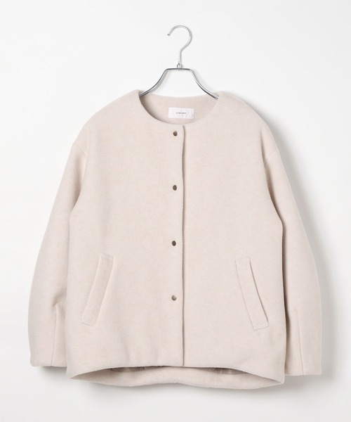 GLOBAL WORK ノーカラーロングコート ベージュ GLOBAL WORK（グローバルワーク）｜ノーカラーコート一覧 - WEAR
