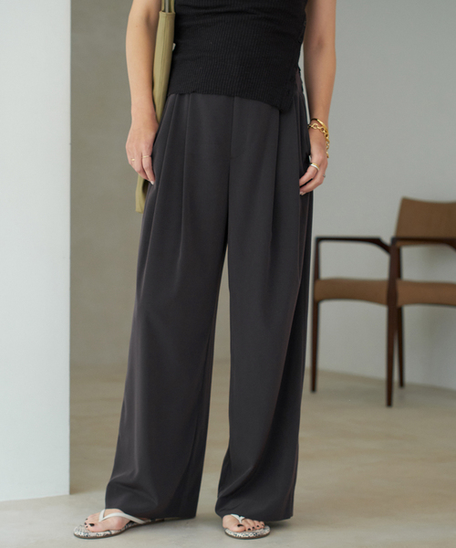 plage スラックス パンツ FLUID TUCK TROUSERS レディース