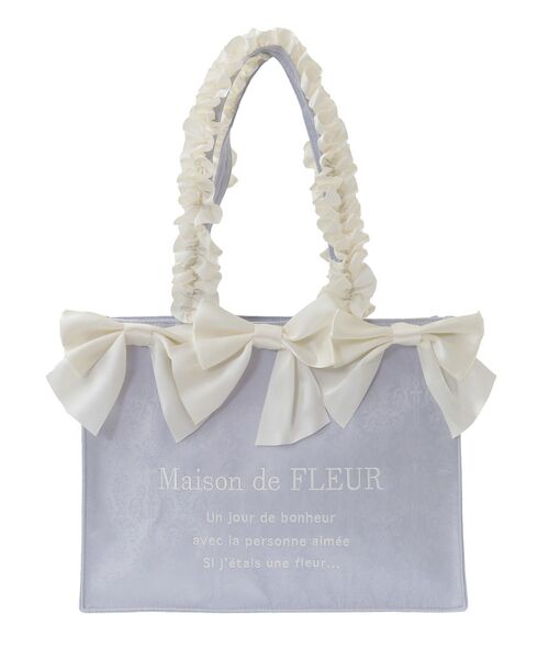Maison de FLEUR トートバッグ ジャカードリボンフリルスクエア