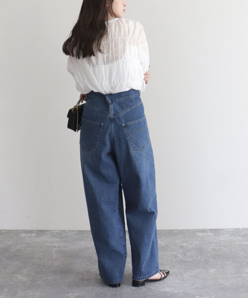 「fredy emue」 ダメージ加工デニムパンツ 36 サックスブルー レディース