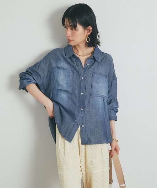 ブラウス シャツ je crois soi ストライプ＆無地　デニムシャツ レディース un dix cors ブラウス シャツ 「綿100％・程よい透け感