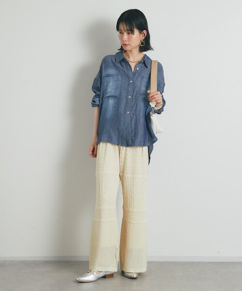 ブラウス シャツ je crois soi ストライプ＆無地　デニムシャツ レディース un dix cors ブラウス シャツ 「綿100％・程よい透け感