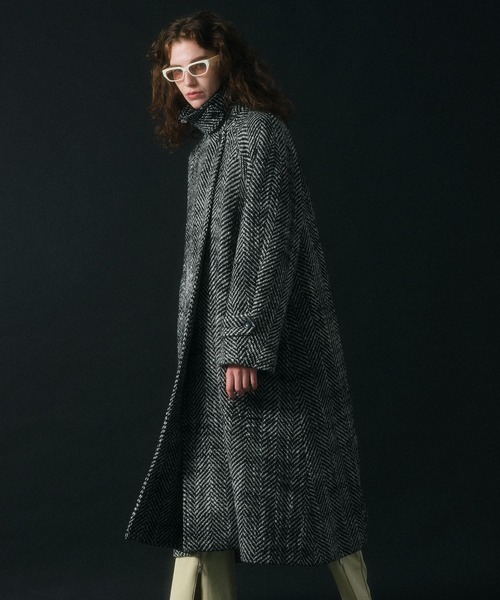 ステンカラーコート ブラック 【MAISON SPECIAL/メゾンスペシャル】 MAISON SPECIAL（メゾンスペシャル） ステンカラーコート 38 ブラック