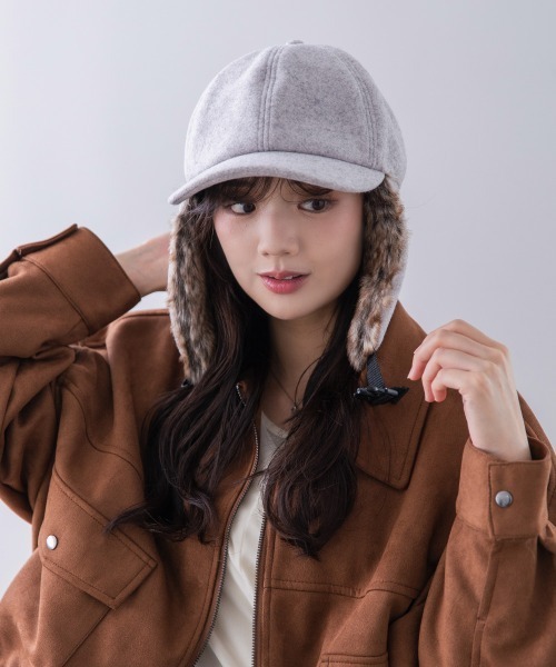 Ruben キャップ 帽子 WOOL LIKED EARCOVER CAP/ファー耳付きキャップ