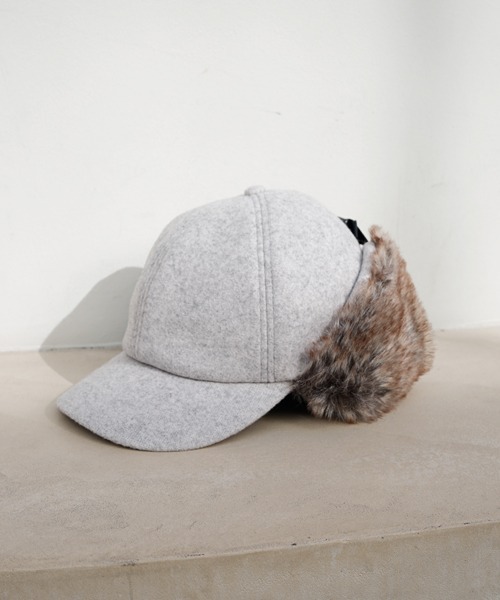 Ruben キャップ 帽子 WOOL LIKED EARCOVER CAP/ファー耳付きキャップ