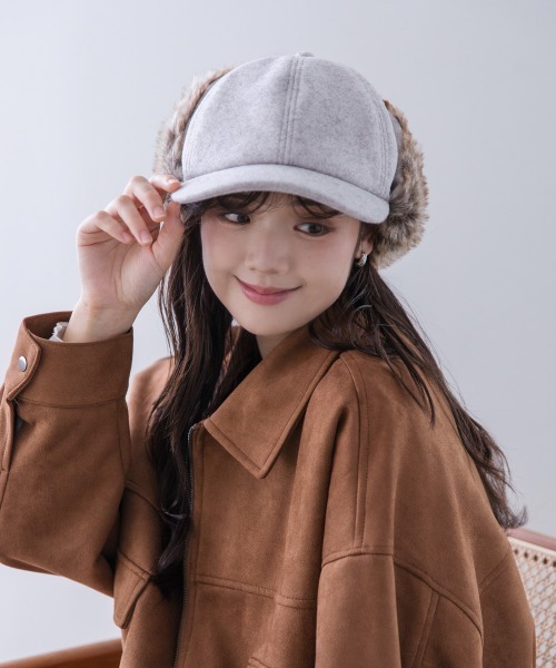 d*7様 アンダーカバー ダークブラウン ファー 耳あて付き帽子 Ruben キャップ 帽子 WOOL LIKED EARCOVER CAP/ファー耳付きキャップ
