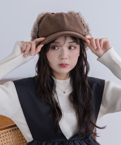 Ruben キャップ 帽子 WOOL LIKED EARCOVER CAP/ファー耳付きキャップ