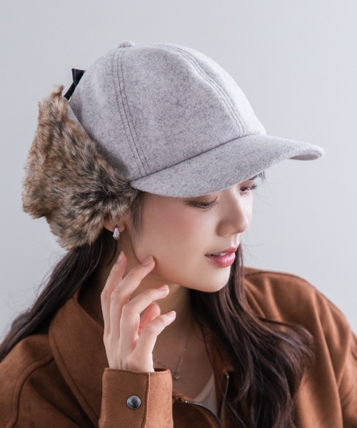 Ruben キャップ 帽子 WOOL LIKED EARCOVER CAP/ファー耳付きキャップ