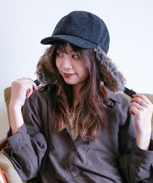 Ruben キャップ 帽子 WOOL LIKED EARCOVER CAP/ファー耳付きキャップ