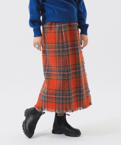 ハリスツイード スカート BEAMS BOY（ビームス ボーイ） スカート ハリスツイード フリンジ