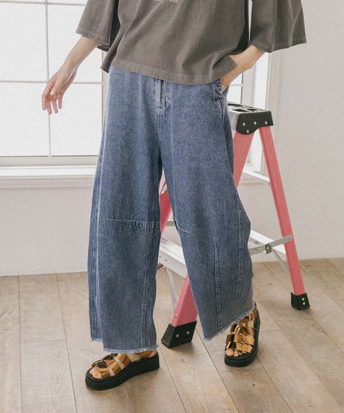 「niko and...」 加工デニムパンツ LARGE ブラック レディース_画像2