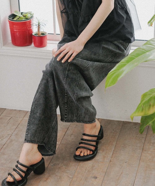 「niko and...」 加工デニムパンツ LARGE ブラック レディース_画像5