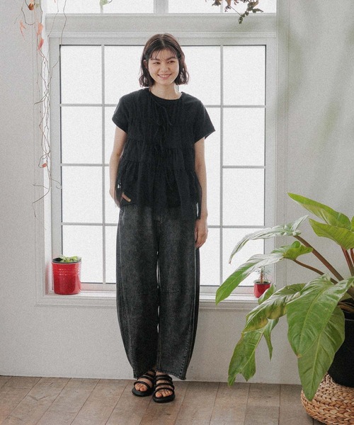 「niko and...」 加工デニムパンツ LARGE ブラック レディース_画像6